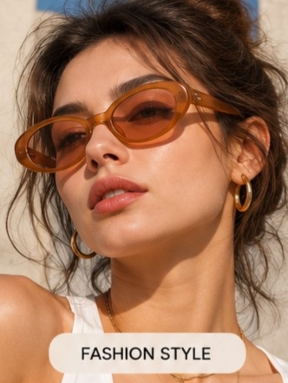 Women's Retro Oval Sunglasses - Amber - Picture 11 of 12
